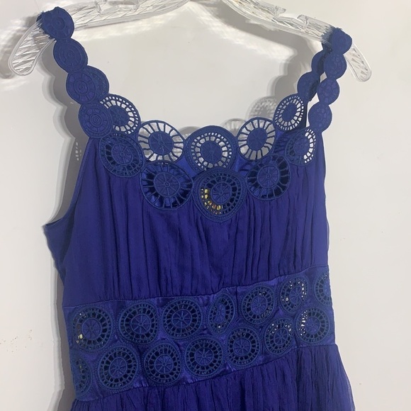 Catherine Malandrino Blue Silk Knee Length Dress 6 - Picture 2 of 7